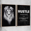 Inspirational wall art print of Lion Gaze Pair with raw oak framed canvas