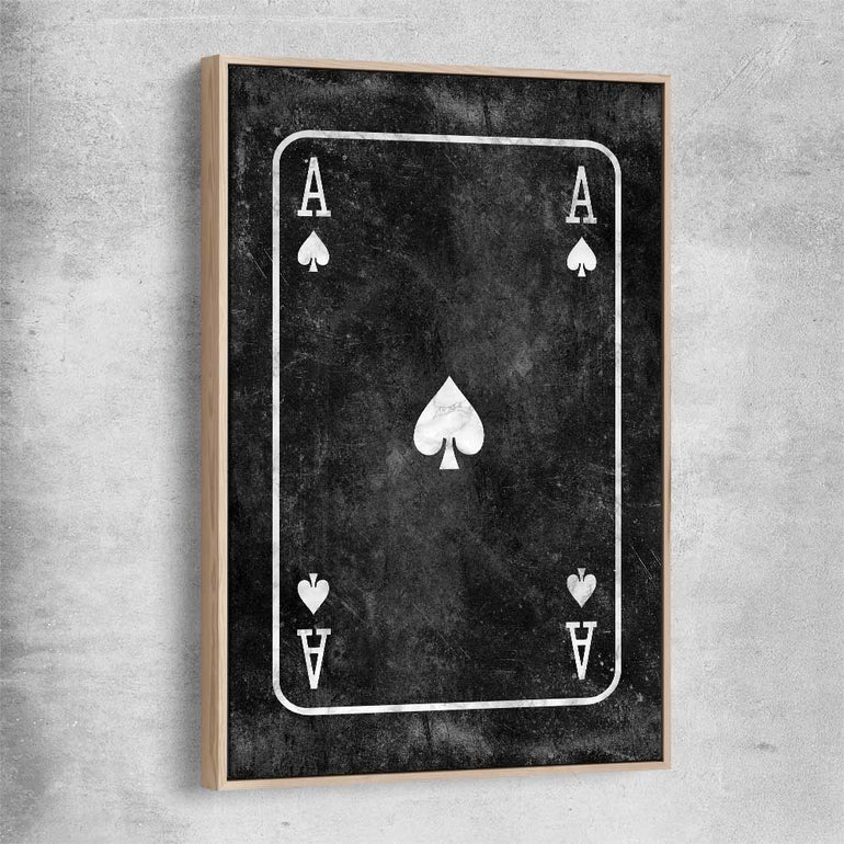 Inspirational wall art print of Marble Ace with raw oak framed canvas