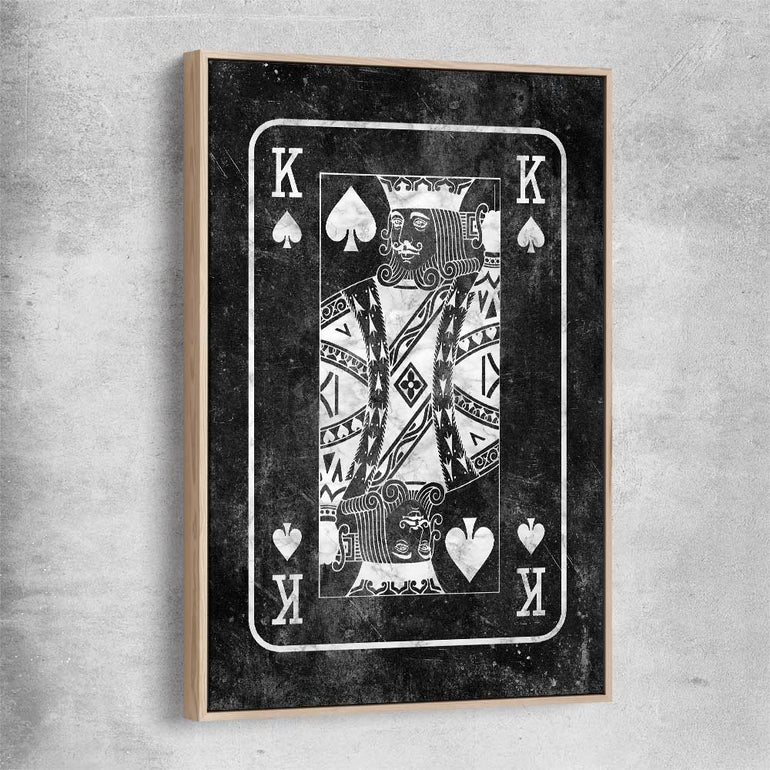 Inspirational wall art print of Marble King with raw oak framed canvas