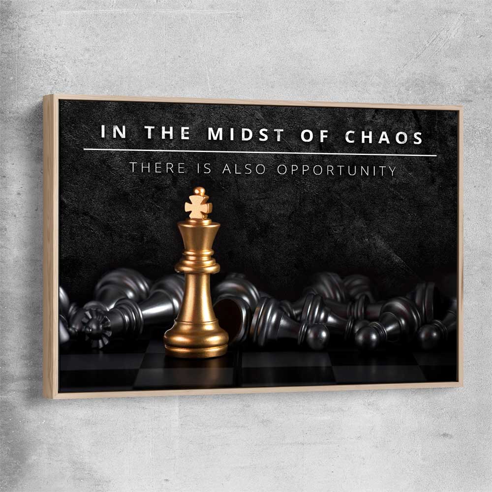 Midst of Chaos raw oak framed canvas - part of our high quality fashion canvas wall art and prints collection