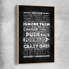 Inspirational wall art print of Push Forwards with raw oak framed canvas