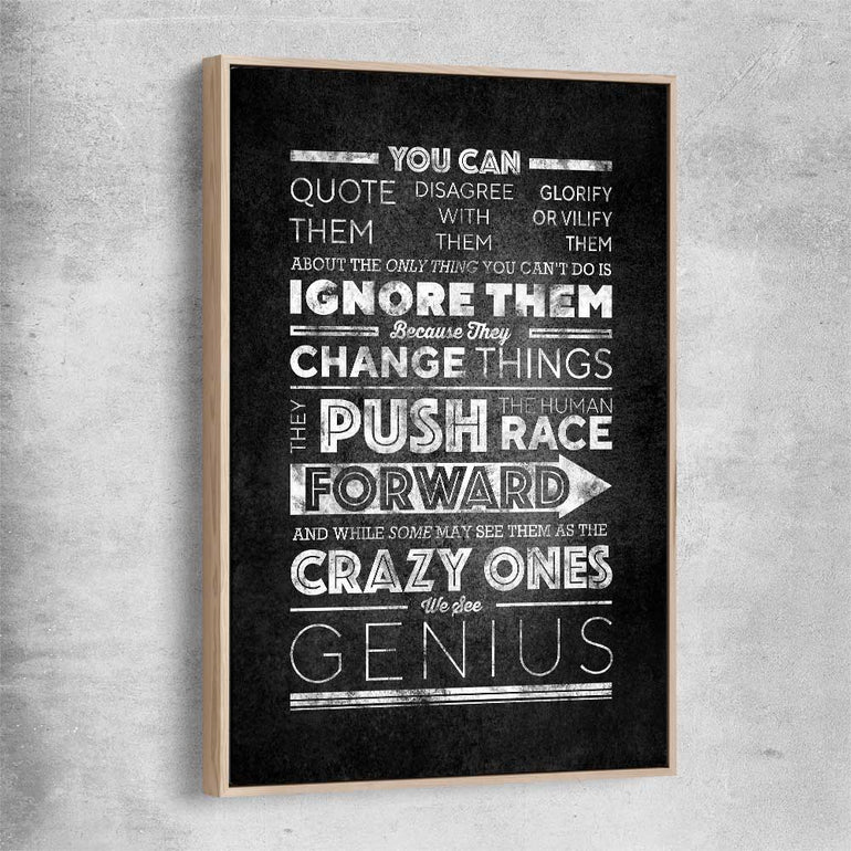 Inspirational wall art print of Push Forwards with raw oak framed canvas