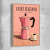 Caffe Italiano raw oak framed canvas is a colourful and stylish canvas wall art and print suited for the kitchen area