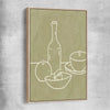 Green Bottle raw oak framed canvas is a colourful and stylish canvas wall art and print suited for the kitchen area