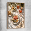 Rose and Olives raw oak framed canvas is a colourful and stylish canvas wall art and print suited for the kitchen area