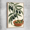 Terracotta Olive Branch raw oak framed canvas is a colourful and stylish canvas wall art and print suited for the kitchen area