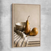 Tuscan Pears raw oak framed canvas is a colourful and stylish canvas wall art and print suited for the kitchen area