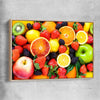 Vibrant Fruit Medley raw oak framed canvas is a colourful and stylish canvas wall art and print suited for the kitchen area