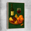 Wine at Dusk One raw oak framed canvas is a colourful and stylish canvas wall art and print suited for the kitchen area