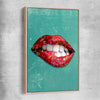 Candy Pop raw oak framed canvas - part of our high quality canvas lips wall art collection