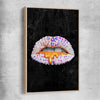 Purple Diamonds raw oak framed canvas - part of our high quality canvas lips wall art collection