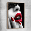 Subtle Desire raw oak framed canvas - part of our high quality canvas lips wall art collection