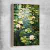 Floral print of Emerald Reverie with raw oak framed canvas