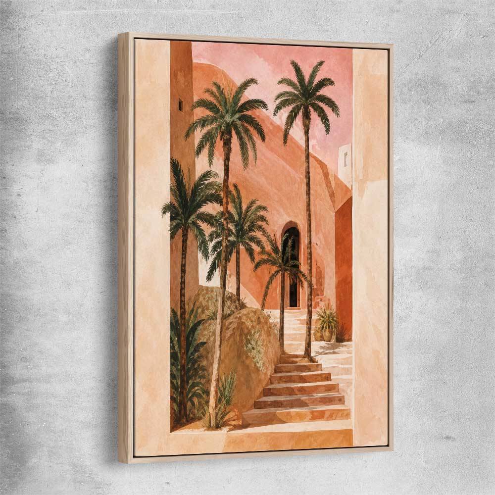 Floral print of Palm House with raw oak framed canvas