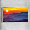 Floral print of Smoky Mountains Sunset with raw oak framed canvas
