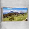Floral print of Victorian Alps Craigs Hut with raw oak framed canvas