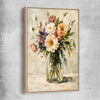 Floral print of Wild Bloom with raw oak framed canvas