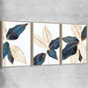 Floral print of Botanic Blue Set with raw oak framed canvas