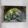 Floral print of Broumovske Steny Arch with raw oak framed canvas