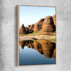Floral print of Bungles Reflection with raw oak framed canvas