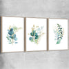 Floral print of Eucalyptus Bunch Set with raw oak framed canvas