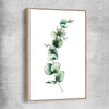 Floral print of Eucalyptus One with raw oak framed canvas