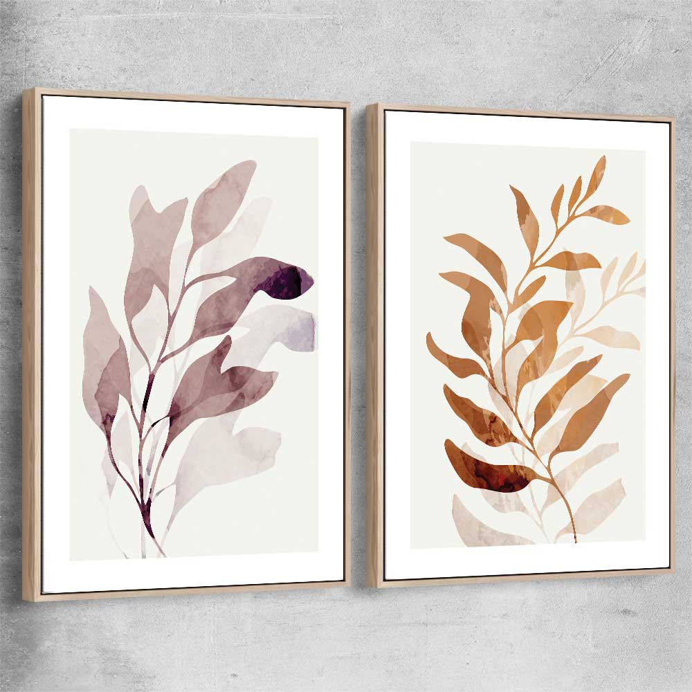 Floral print of Floral Texture Pair with raw oak framed canvas