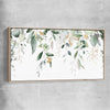Floral print of Hanging Eucalyptus with raw oak framed canvas