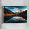 Floral print of Lago Antorno with raw oak framed canvas