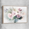 Floral print of Light Poppy Flowers with raw oak framed canvas