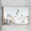 Floral print of Palm Springs with raw oak framed canvas