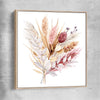 Floral print of Rustic Pampas with raw oak framed canvas