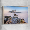 Floral print of Sokolica Peak Poland with raw oak framed canvas