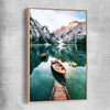 Floral print of Tranquil Lake with raw oak framed canvas