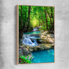 Floral print of Tropical Thailand Waterfall with raw oak framed canvas