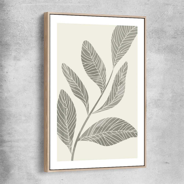 Floral print of Vintage Floral Three with raw oak framed canvas