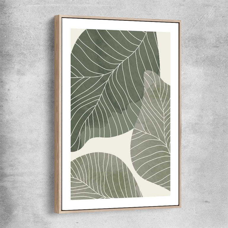 Floral print of Vintage Floral Two with raw oak framed canvas