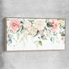 Floral print of Vivid Blossom with raw oak framed canvas