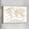 Education Map raw oak framed canvas is a nursery canvas wall art and print suited for childrens nursery area
