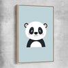 Friendly Panda raw oak framed canvas is a nursery canvas wall art and print suited for childrens nursery area