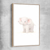 Little Elephant raw oak framed canvas is a nursery canvas wall art and print suited for childrens nursery area