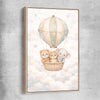 Soaring Animal Trio raw oak framed canvas is a nursery canvas wall art and print suited for childrens nursery area