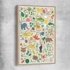 Tropical Alphabet Light raw oak framed canvas is a nursery canvas wall art and print suited for childrens nursery area