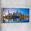 City Reflections Melbourne raw oak framed canvas is a high quality print in our city skyline, travel prints and maps collection