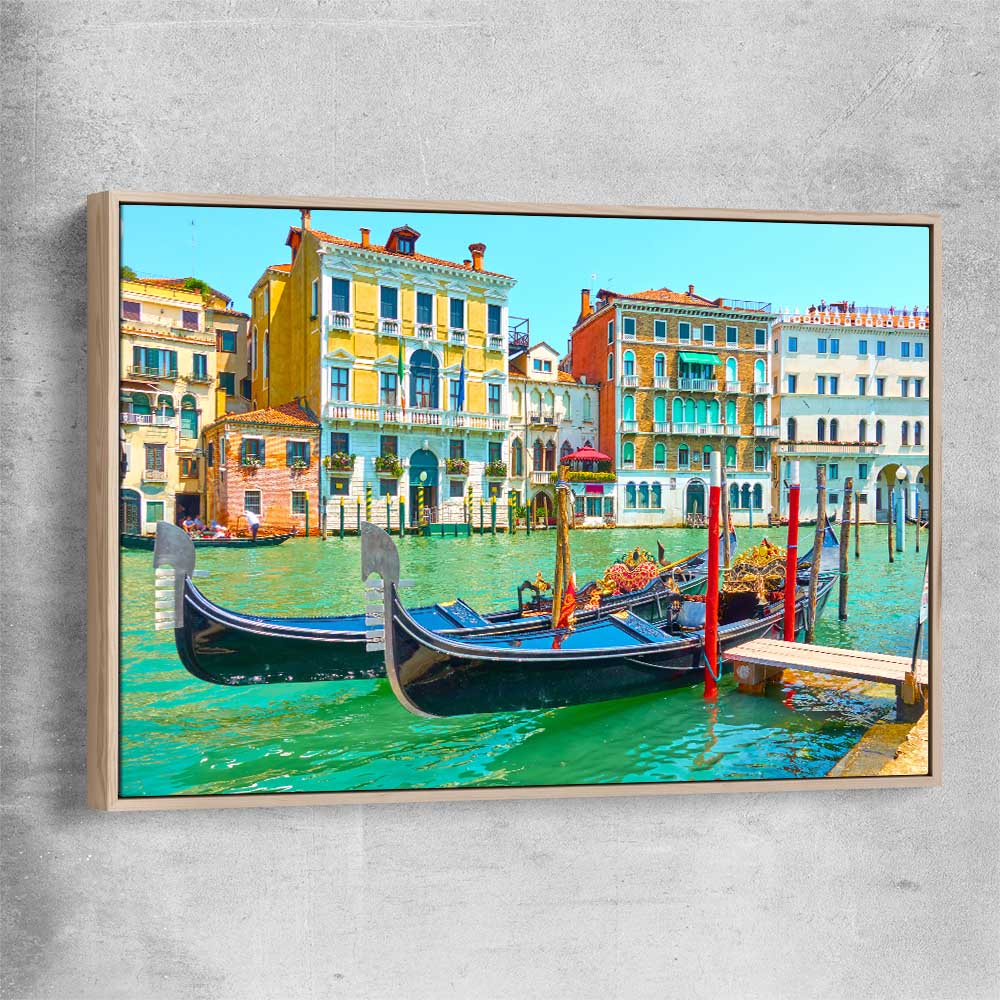 Grand Canal Venice raw oak framed canvas is a high quality print in our city skyline, travel prints and maps collection