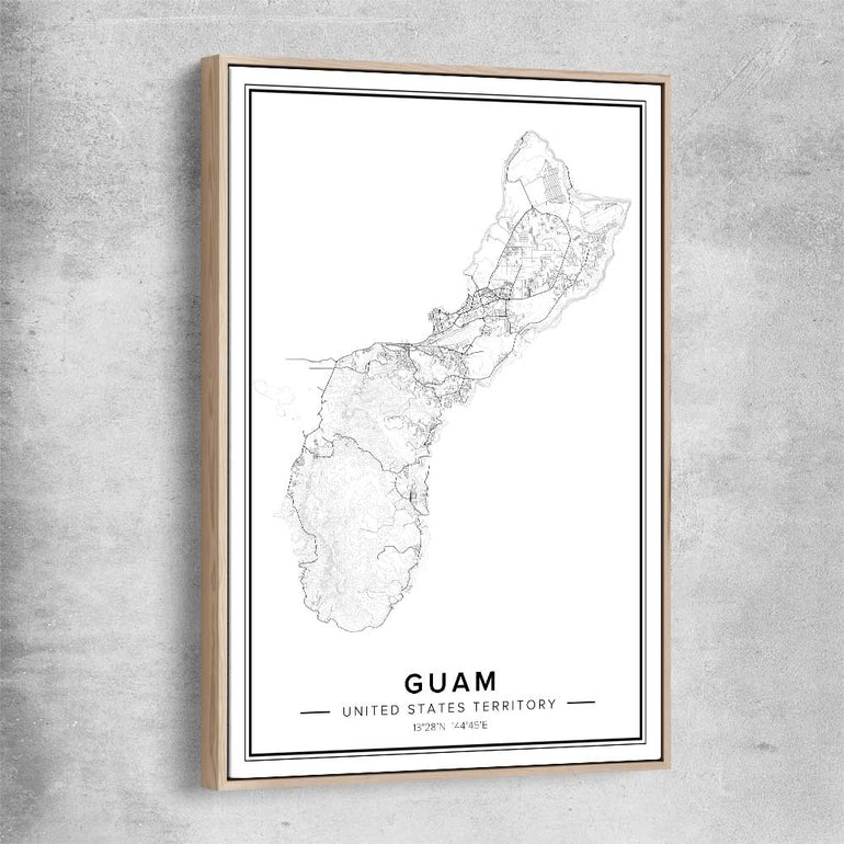 Hagatna City raw oak framed canvas is a high quality print in our city skyline, travel prints and maps collection