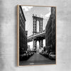 Manhattan Bridge raw oak framed canvas is a high quality print in our city skyline, travel prints and maps collection