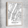 Manhattan City raw oak framed canvas is a high quality print in our city skyline, travel prints and maps collection
