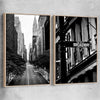 Manhattan Street Pair raw oak framed canvas is a high quality print in our city skyline, travel prints and maps collection