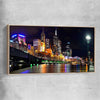 Melbourne City Lights raw oak framed canvas is a high quality print in our city skyline, travel prints and maps collection